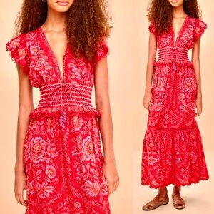 🌺🎉HP🎉🌺 NWT Farm Rio Red Olivia Maxi Dress